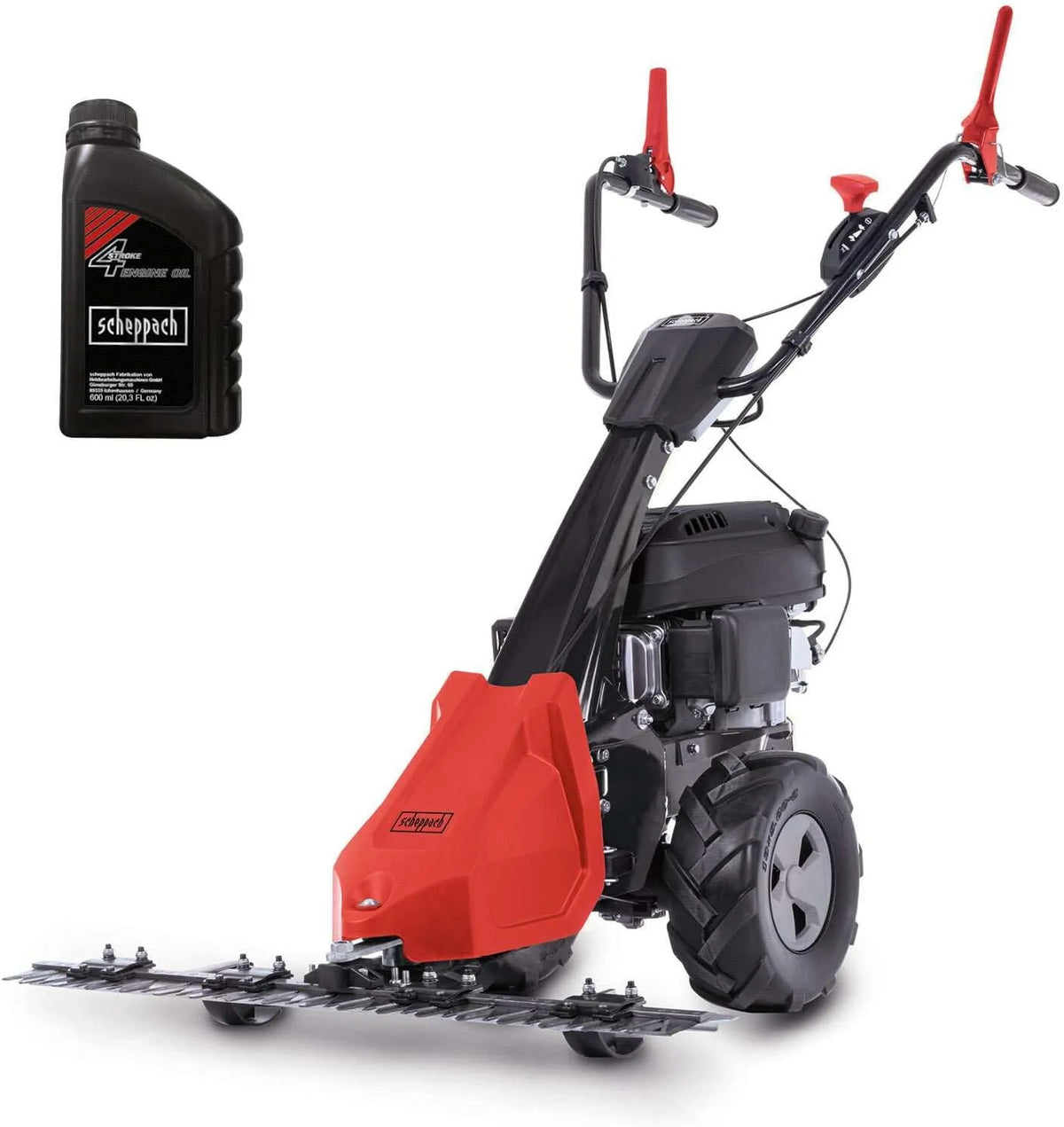 Scheppach Rasenmäher BMS200-88 30-60mm 7PS, 880mm Schnittbreite, 196ccm, geeignet für Flächen bis 3000m², Hochgrasmäher inklusive. Motoröl