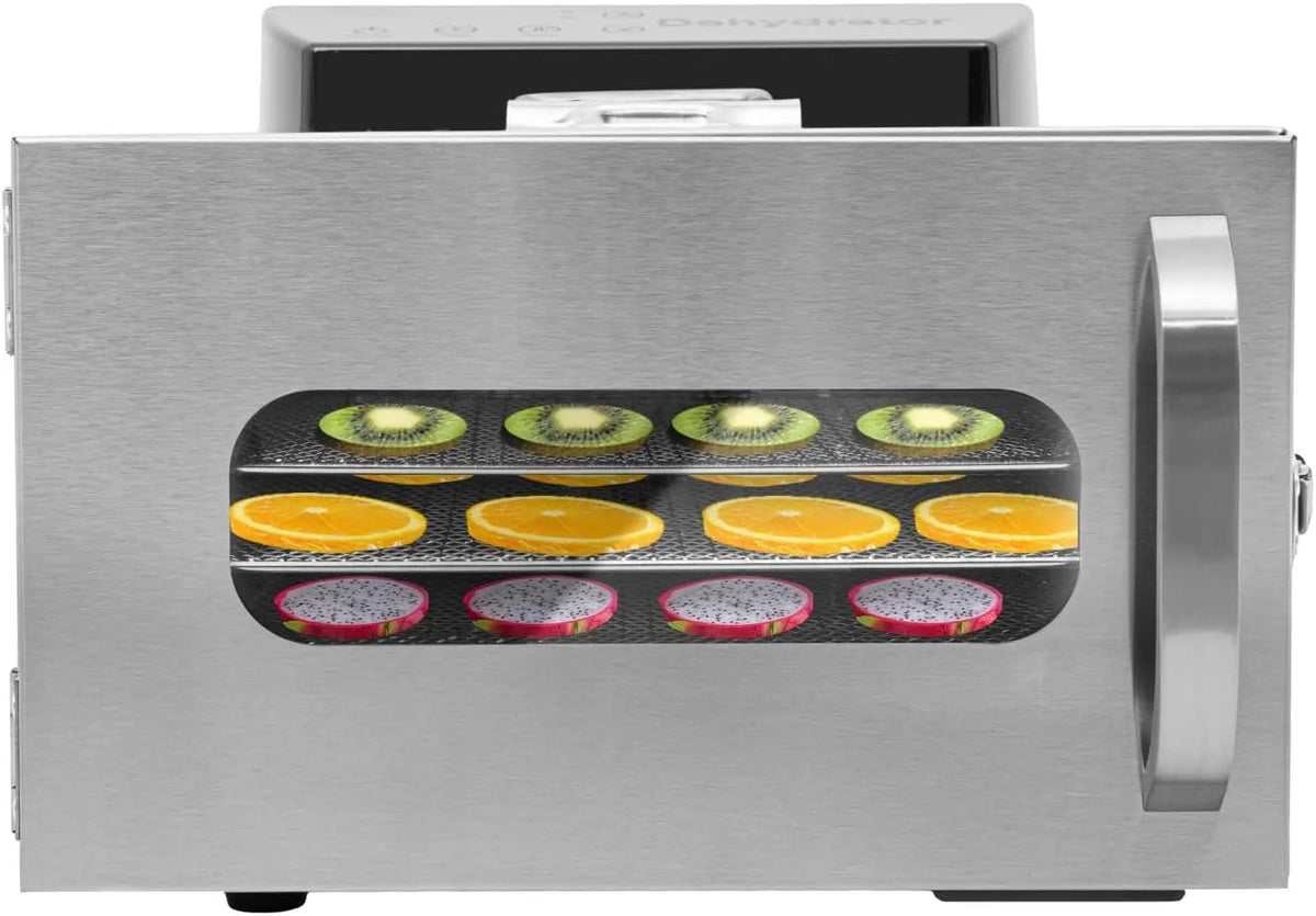 Timerfunktion 24h Dörrautomat Edelstahl, 30-90℃ Temperaturregler, LCD-Touch-Display