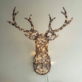 Lights4fun, 84cm LED Studley Rattan Rentier Kopf Hirschgeweih Weihnachtsbeleuchtung Außen und Innen Weihnachtsfigur Wanddeko