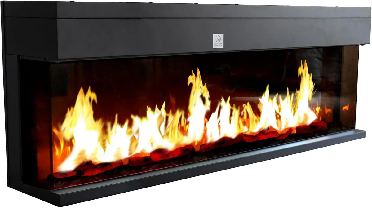 Einbaukamin 3D LED Flammeneffekt CHEMIN'ARTE Elektrischer, 3 Seiten, Elektrischer 3-in-1 Kamin mit Panoramaview 150 zm, Wandkamin 2000W