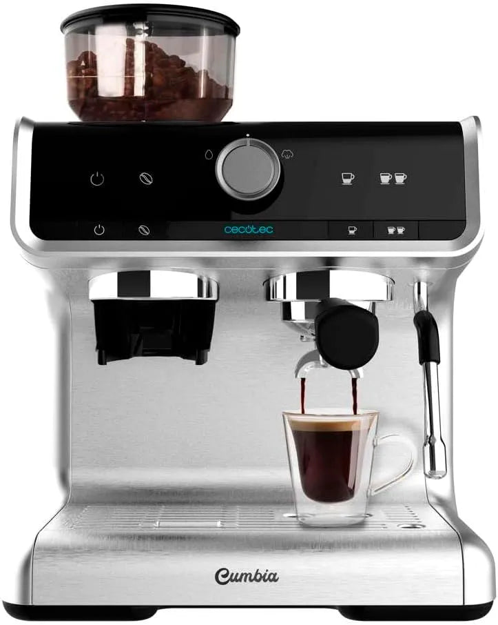 Cecotec Kaffeemaschine 20-bar-Druckpumpe, 2 Heizsysteme, Cumbia Power Espresso 20 Barista Aromax. Leistung 2900 W, Barista Cream, Manometer