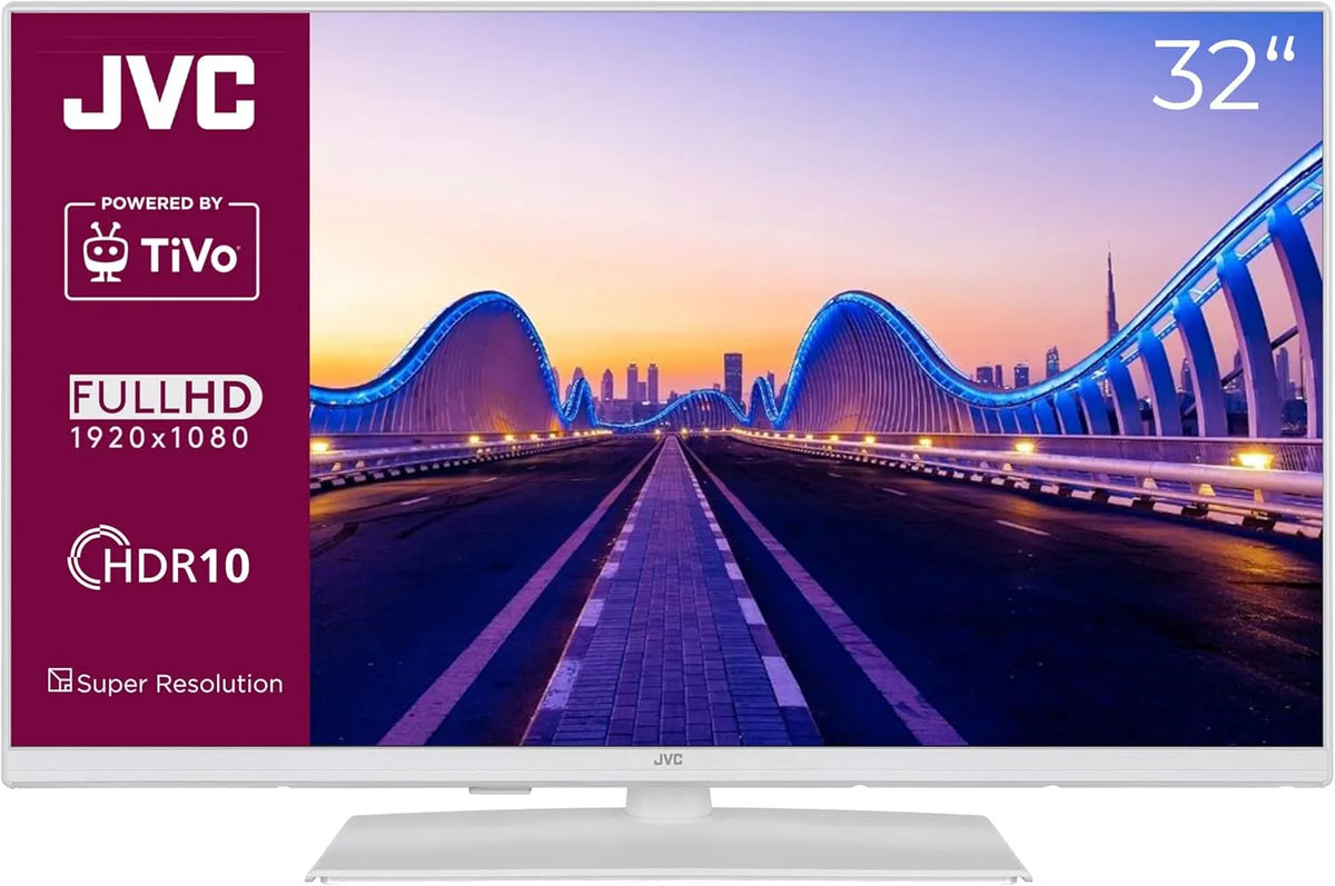 Modell 32 Zoll Smart TV powered by TiVo LT-32VF5355W JVC Fernseher, 6 Monate HD+ inklusive., Full HD, HDR, Triple-Tuner
