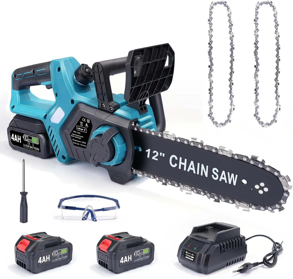 Makita Modell 2x4000mAh, Leistung 1000W Bürstenloser Motor, Kompatibel mit 18V Akku, Automatische Kettenschmierung, Akku Kettensäge 12 Zoll