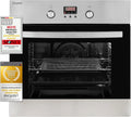 Exquisit Backofen EBE 65 65-1H, 1H Einbaubackofen, Fassungsvermögen 58 Liter Backofenvolumen, Heißluft, Timer, versenkbare Knebel, Edelstahl