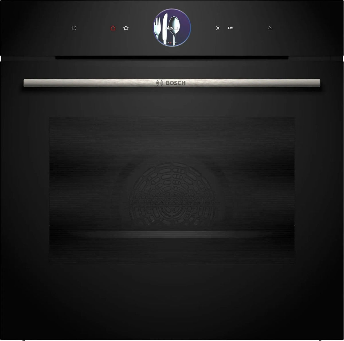 Bosch Backofen HRG7764B1 iQ700, 4D Heißluft, Made in Germany, Bratenthermometer, Farb-Touch-Screen, in Schwarz, Maße 60 x 60 cm, Air Fry, Assist