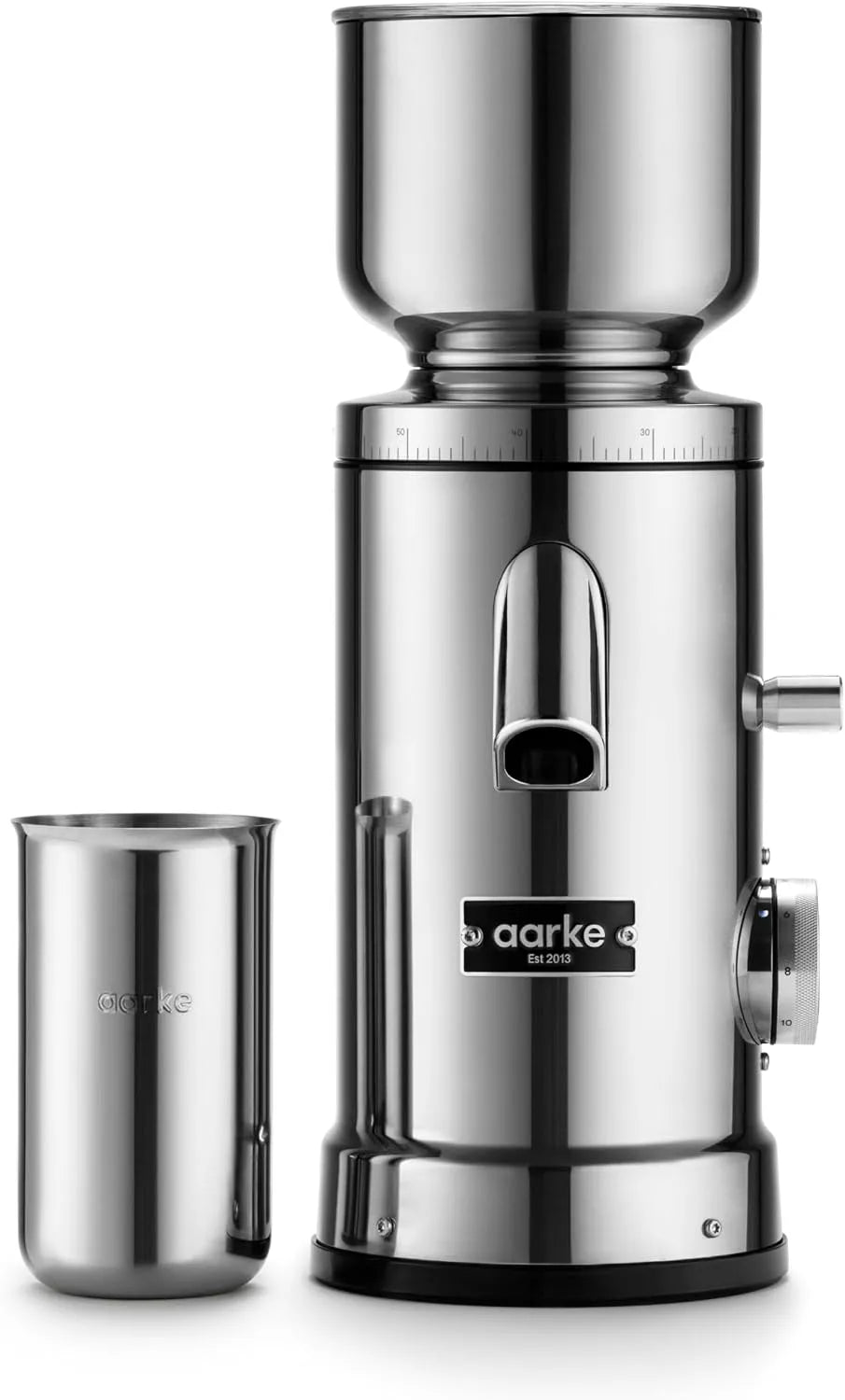 Kaffeemühle 64-mm-Mahlscheiben Aarke, Edelstahl mit einstellbarem Mahlgrad, elektrisch, Filter & Cold Brew, für Espresso