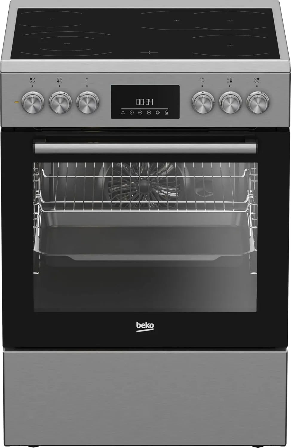Beko Backofen FBM67320XS, Breite 60 cm, Fassungsvermögen 72 l Volumen, 8 Heizarten, freistehender Herd, Dampfreinigung SteamShine, Multifunktionsofen