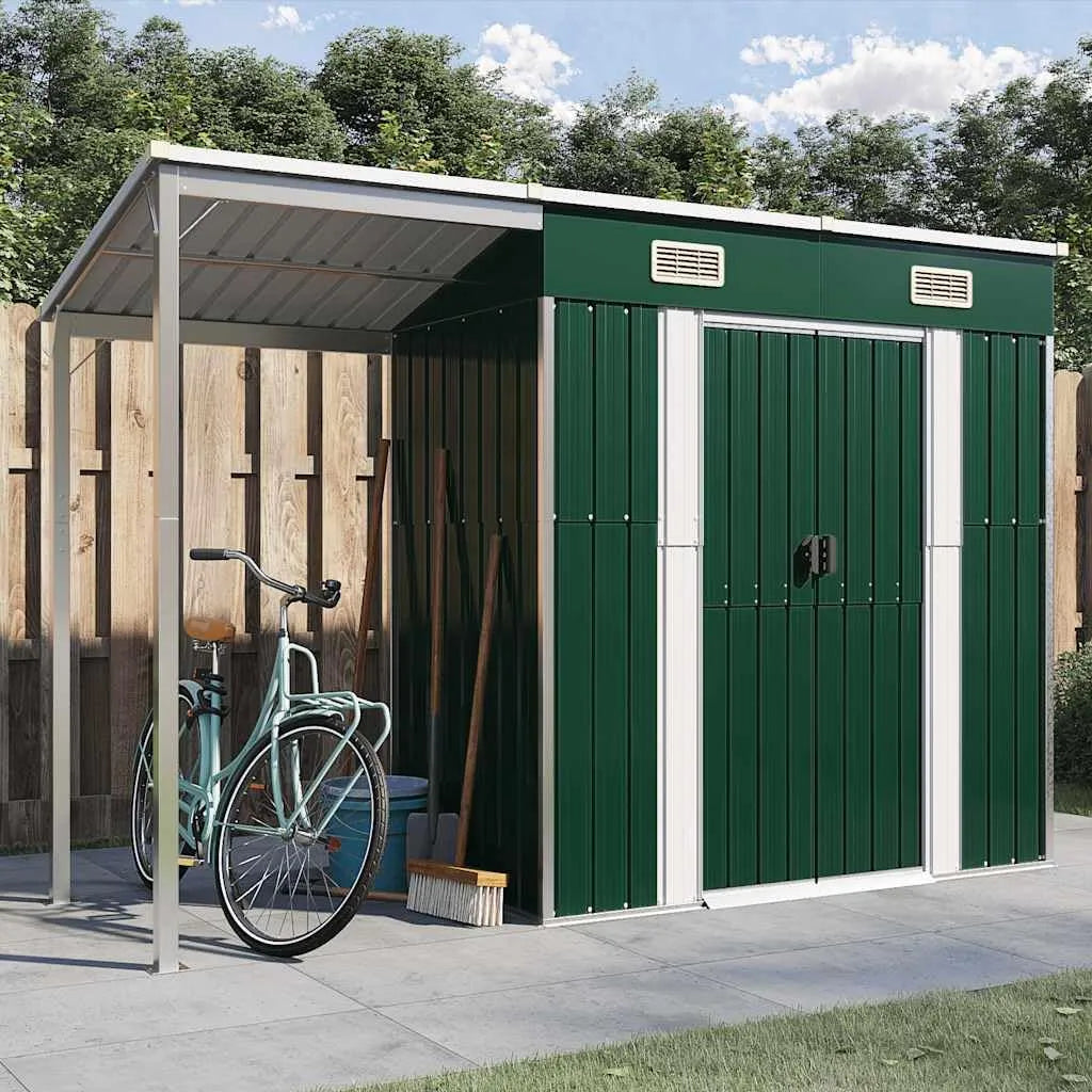 Gerätehaus Metall, Geräteschuppen, mit Pultdach Fenster Abschließbarer Tür wetterfest Gartenhaus Outdoor Garten Schuppen