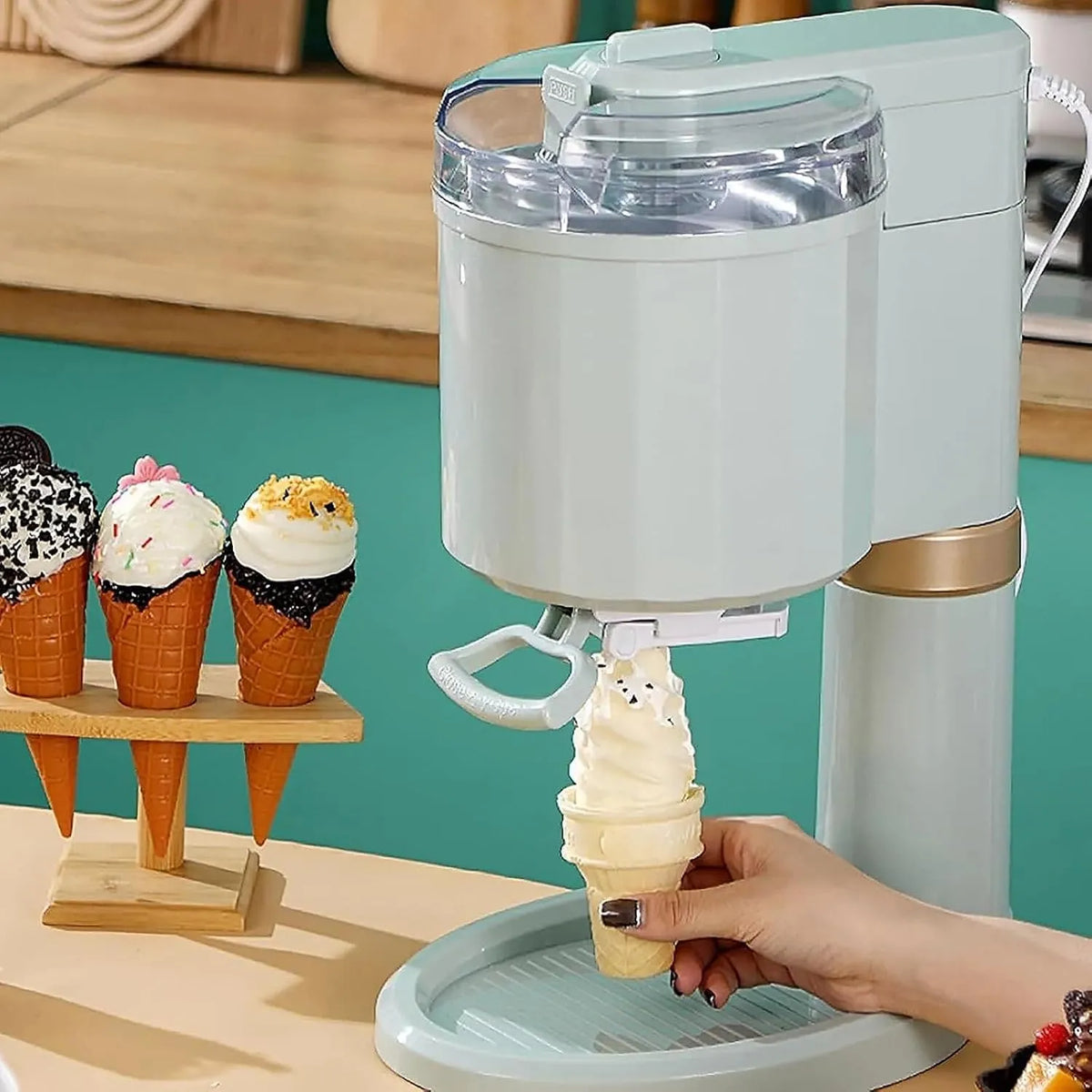 Eismaschine, Fassungsvermögen 1 L, Automatische Mini-Softeismaschine, DIY-Zubereiter For Fruchtcreme Und Desserts, Gesund, Kompakte Haushalts